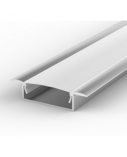 Sample of recessed LED aluminium channel, silver, extrusion EW1 30mm x 9mm with high quality diffuser Sample of recessed LED aluminium channel, silver, extrusion EW1 30mm x 9mm with high quality diffuser