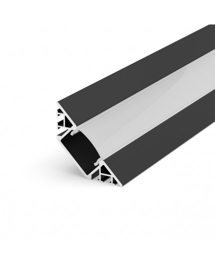 Sample of EW3 black Flush 45° Surfaced Corner LED aluminium extrusion with high quality diffuser Sample of EW3 black Flush 45° Surfaced Corner LED aluminium extrusion with high quality diffuser