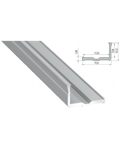 Alu-Ceiling LED Profile L2 (heat sink for LED strips), anodized, silver, 2m Alu-Ceiling LED Profile L2 (heat sink for LED strips), anodized, silver, 2m