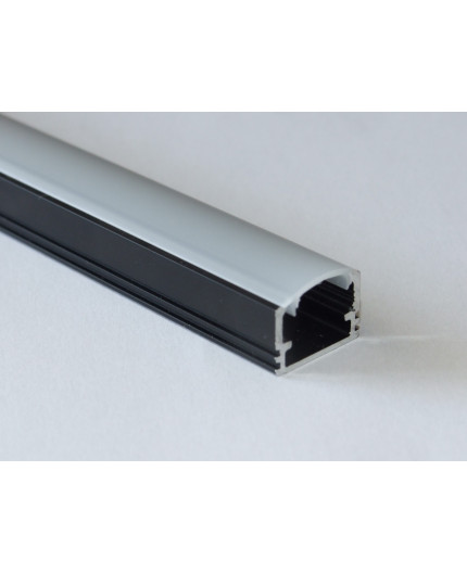 PH2 LED profile 3m / 3000mm surface high extrusion, anodized aluminium, black, with diffuser PH2 LED profile 3m / 3000mm surface high extrusion, anodized aluminium, black, with diffuser