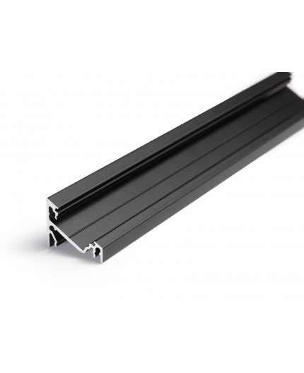 1m / 1000mm T3 LED profile (anodized, black), 12mm x 12mm, set with black cover 1m / 1000mm T3 LED profile (anodized, black), 12mm x 12mm, set with black cover