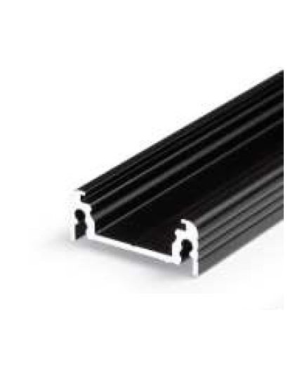 2m / 2000mm TL2F LED profile (anodized, black), 24mm x 9mm, set with black cover 2m / 2000mm TL2F LED profile (anodized, black), 24mm x 9mm, set with black cover
