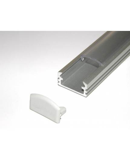 P2 0.5m / 500mm surface extrusion, anodized aluminium, silver, plus diffuser