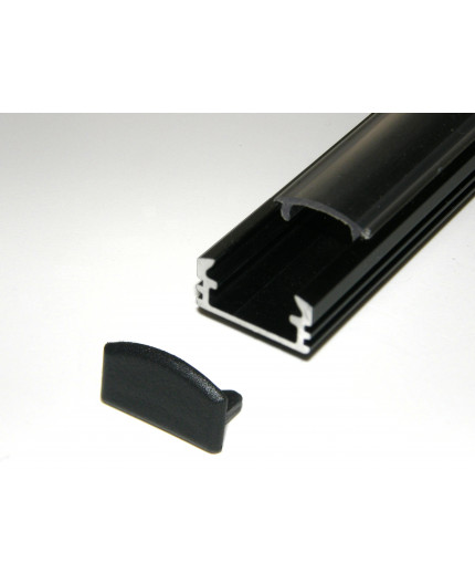 P2 2.5m / 2500mm surface extrusion, anodized aluminium, black, plus diffuser P2 anodized black LED aluminium profile / extrusion with diffuser