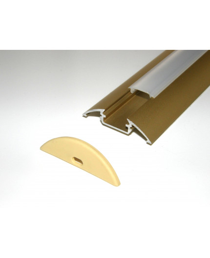 P4 2.5m / 2500mm surface extrusion, anodized aluminium, gold, with diffuser P4 anodized gold LED aluminium profile / extrusion with diffuser