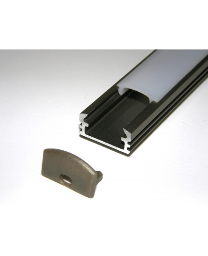 P2 2.5m / 2500mm surface extrusion, anodized aluminium, inox, plus diffuser P2 anodized inox LED aluminium profile / extrusion with diffuser