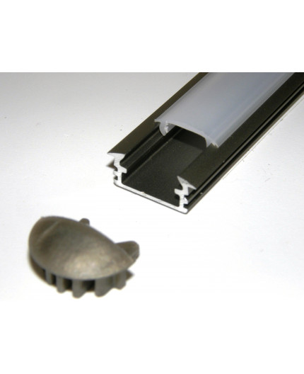 P1 2.5m / 2500mm recessed extrusion, anodized aluminium, inox, plus diffuser P1 anodized inox LED aluminium profile / extrusion with diffuser