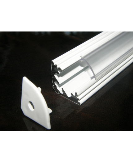 P3 1.5m / 1500m corner 45 extrusion, painted aluminium, white, with diffuser P3 painted white LED aluminium profile / extrusion with diffuser
