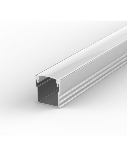 EH2 silver 1m / 1000mm high U-profile 15mm x 15mm with high quality diffuser EH2 1m / 1000mm LED aluminium extrusion 15mm x 15mm with high quality diffuser and end caps (option)