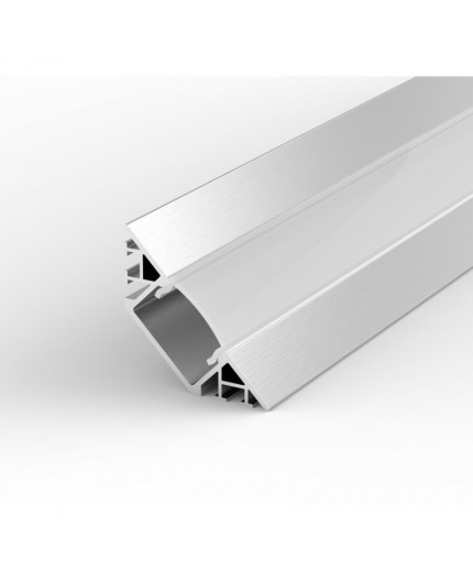 EW3 silver 2m / 2000mm Flush 45° Surfaced Corner LED aluminium extrusion with high quality diffuser EW3 silver 2m / 2000mm Flush 45° Surfaced Corner LED aluminium extrusion with high quality diffuser