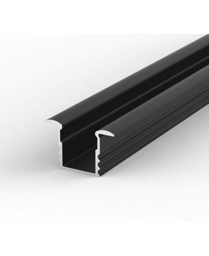 EH1 black 1m / 1000mm recessed LED aluminium extrusion 15mm x 14mm with high quality diffuser EH1 1m / 1000mm recessed LED aluminium extrusion 15.4mm x 14.5mm with high quality diffuser and end caps (option)