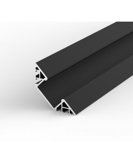 EW3 black 1m / 1000mm Flush 45° Surfaced Corner LED aluminium extrusion with high quality diffuser EH3 1m / 1000mm corner LED aluminium extrusion with high quality diffuser and end caps (option)