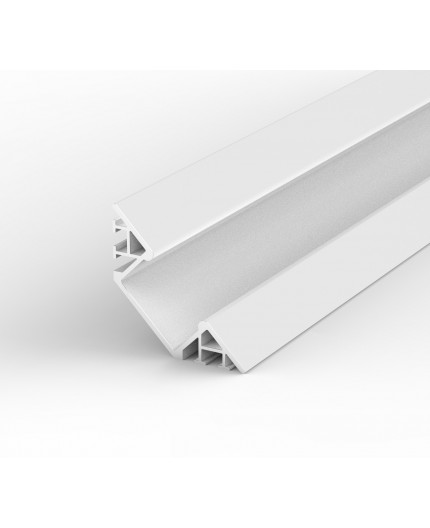 EW3 white 2m / 2000mm Flush 45° Surfaced Corner LED aluminium extrusion with high quality diffuser EW3 white 2m / 2000mm Flush 45° Surfaced Corner LED aluminium extrusion with high quality diffuser