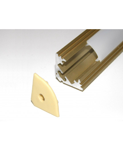 P3 1m / 1000m corner 45 extrusion, anodized aluminium, gold, with diffuser P3 anodized gold LED aluminium profile / extrusion with diffuser