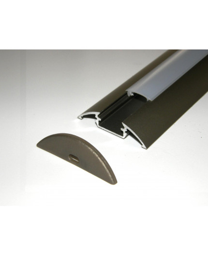 P4 1m / 1000mm surface extrusion, anodized aluminium, inox, with diffuser P4 anodized inox LED aluminium profile / extrusion with diffuser