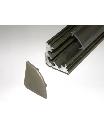 P3 1m / 1000m corner 45 extrusion, anodized aluminium, inox, with diffuser P3 anodized inox LED aluminium profile / extrusion with diffuser