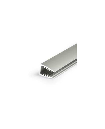 2m / 2000mm G1 glass LED profile (anodized, silver), set with end caps