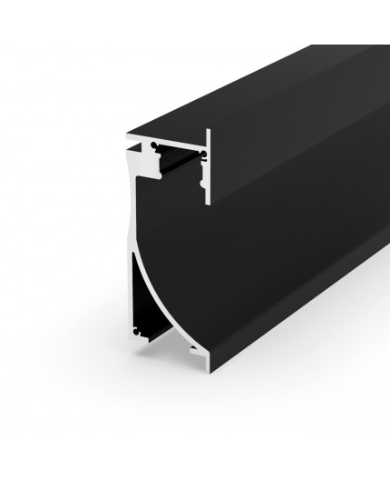 EA1 black 1m / 1000mm Asymmetric Alu-Wall LED Profile with high quality difuser