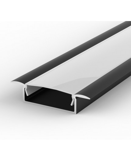 EW1 black 1m / 1000mm recessed LED aluminium extrusion 30mm x 9mm with high quality diffuser