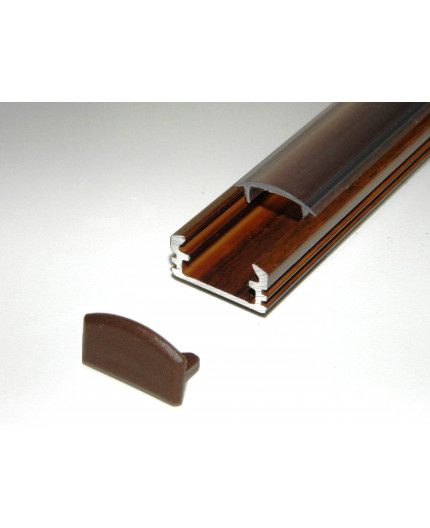 P2 1m / 1000mm surface aluminium extrusion, wood wenge effect, with diffuser P2 wood wenge LED aluminium profile / extrusion with diffuser