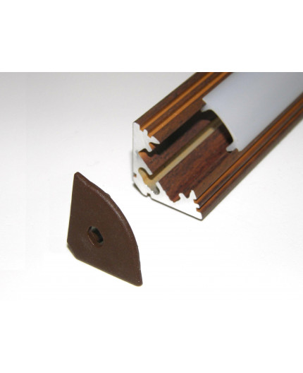 P3 1m / 1000mm corner 45 aluminium extrusion, wood wenge effect, plus diffuser P3 wood wenge LED aluminium profile / extrusion with diffuser
