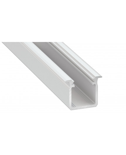 1m white recessed LED aluminium profile KH1 18/17mm, set with diffuser and end caps