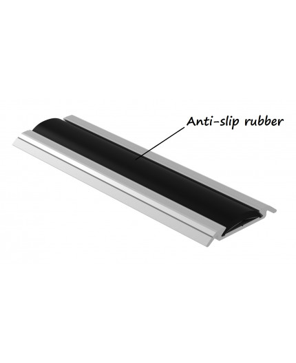 Bus profile 2m / 2000mm, floor extrusion, anodized aluminium, silver, with rubber insert