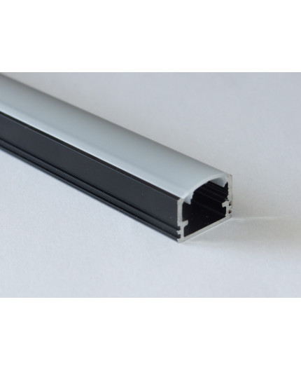 PH2 LED profile 1m / 1000mm surface high extrusion, anodized aluminium, black, with diffuser PH2 LED profile 1m / 1000mm surface high extrusion, anodized aluminium, black, with opal diffuser