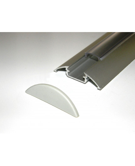 P4 2m / 2000mm surface extrusion, anodized aluminium, silver, plus diffuser P4 anodized silver LED aluminium profile / extrusion with diffuser
