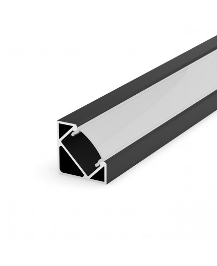 E3 Black Painted 1m Corner Led Aluminium Extrusion With Diffuser Profile Marc Ltd - Led Corner Profile E3 Black Painted 1m Corner Led Aluminium Extrusion With Diffuser Profile Marc Ltd - Led Corner Profile