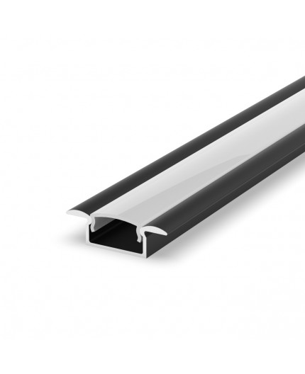 E1 2m / 2000mm recessed black LED aluminium extrusion 15mm x 6mm with high quality diffuser E1 2m / 2000mm recessed black LED aluminium extrusion 15mm x 6mm with high quality diffuser