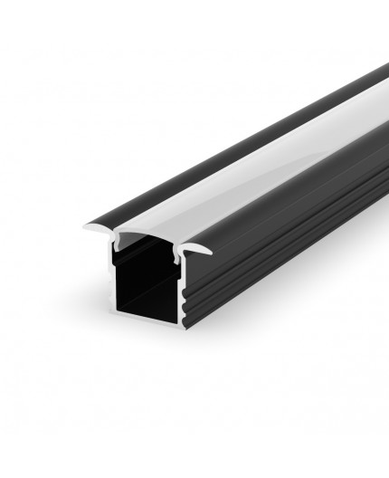 EH1 black 2m / 2000mm recessed LED aluminium extrusion 15mm x 14mm with high quality diffuser EH1 black 2m / 2000mm recessed LED aluminium extrusion 15mm x 14mm with high quality diffuser
