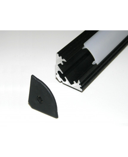P3 2m / 2000m corner 45 extrusion, anodized aluminium, black, with diffuser P3 anodized black LED aluminium profile / extrusion with diffuser