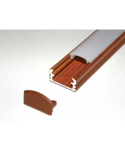 P2 2m / 2000mm surface aluminium extrusion, wood palisander effect, with diffuser P2 wood palisander LED aluminium profile / extrusion with diffuser