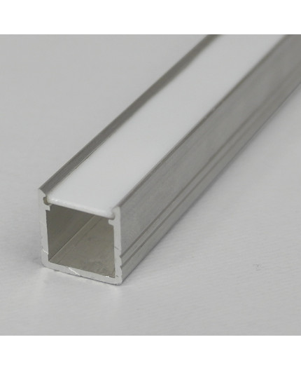 1m / 1000mm T2 LED profile (raw aluminium), 12mm x 12mm, set with cover 1m / 1000mm T2 LED profile (raw aluminium), 12mm x 12mm, set with cover