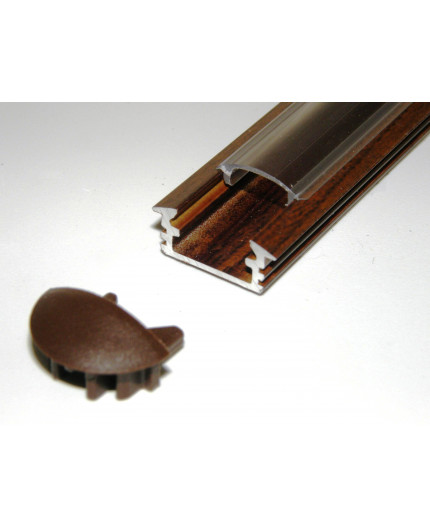 P1 2m / 2000mm recessed aluminium extrusion, wood wenge effect, with diffuser P1 wood wenge LED aluminium profile / extrusion with diffuser
