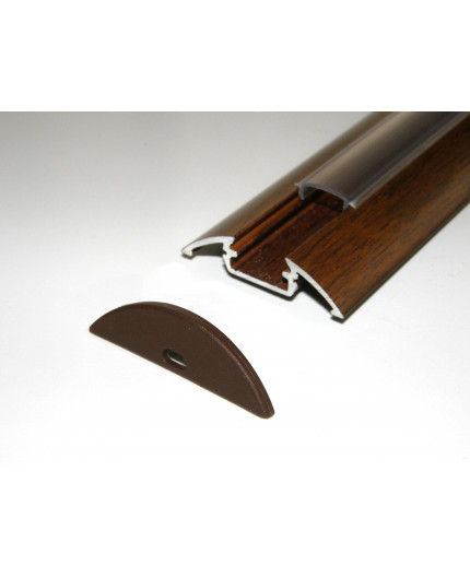 P4 2m / 2000mm surface aluminium extrusion, wood wenge effect, with diffuser P4 wood wenge LED aluminium profile / extrusion with diffuser